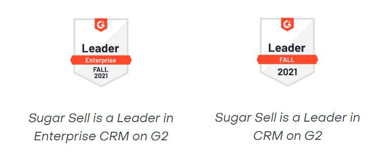 Logo nagrody dla Sugara. Zobacz, jak wypada SugarCRM w rankingach. 